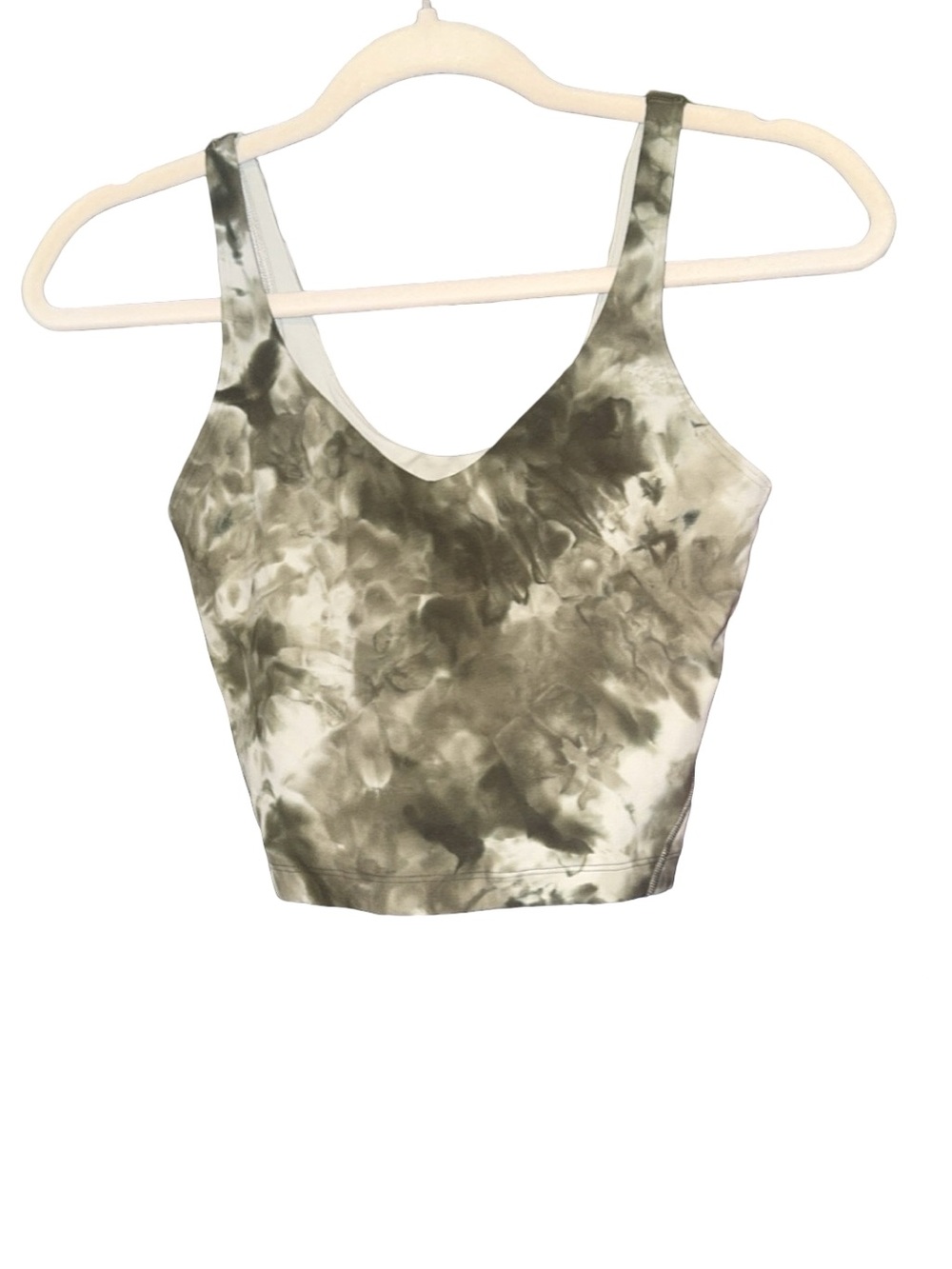 Lululemon Tie-Dye V-Neck Crop Tank Top - Olive Green